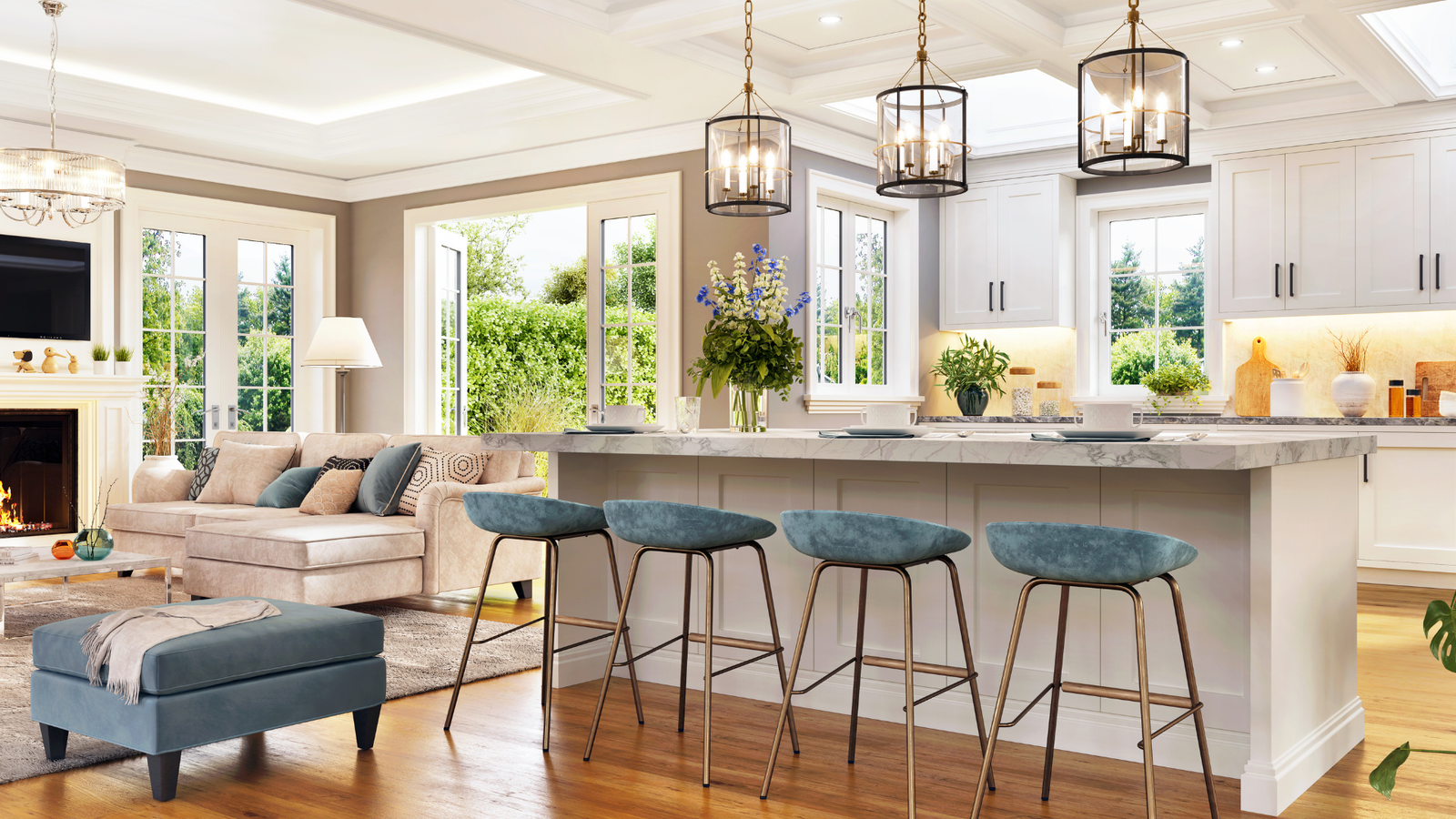 Beautiful kitchen and living room remodel