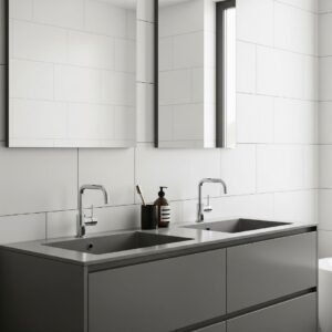A sleek, modern bathroom vanity