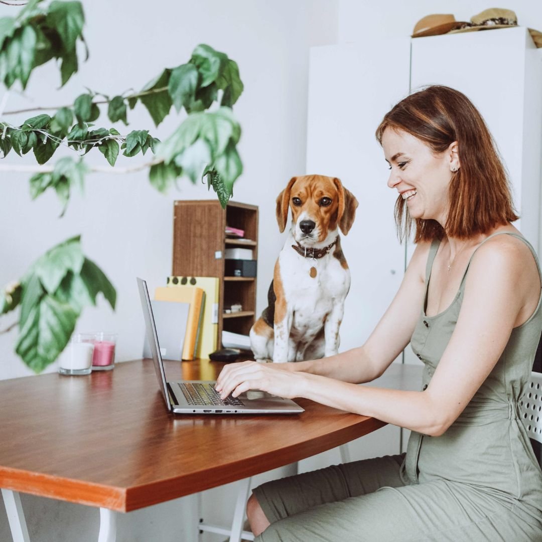 woman working in home office