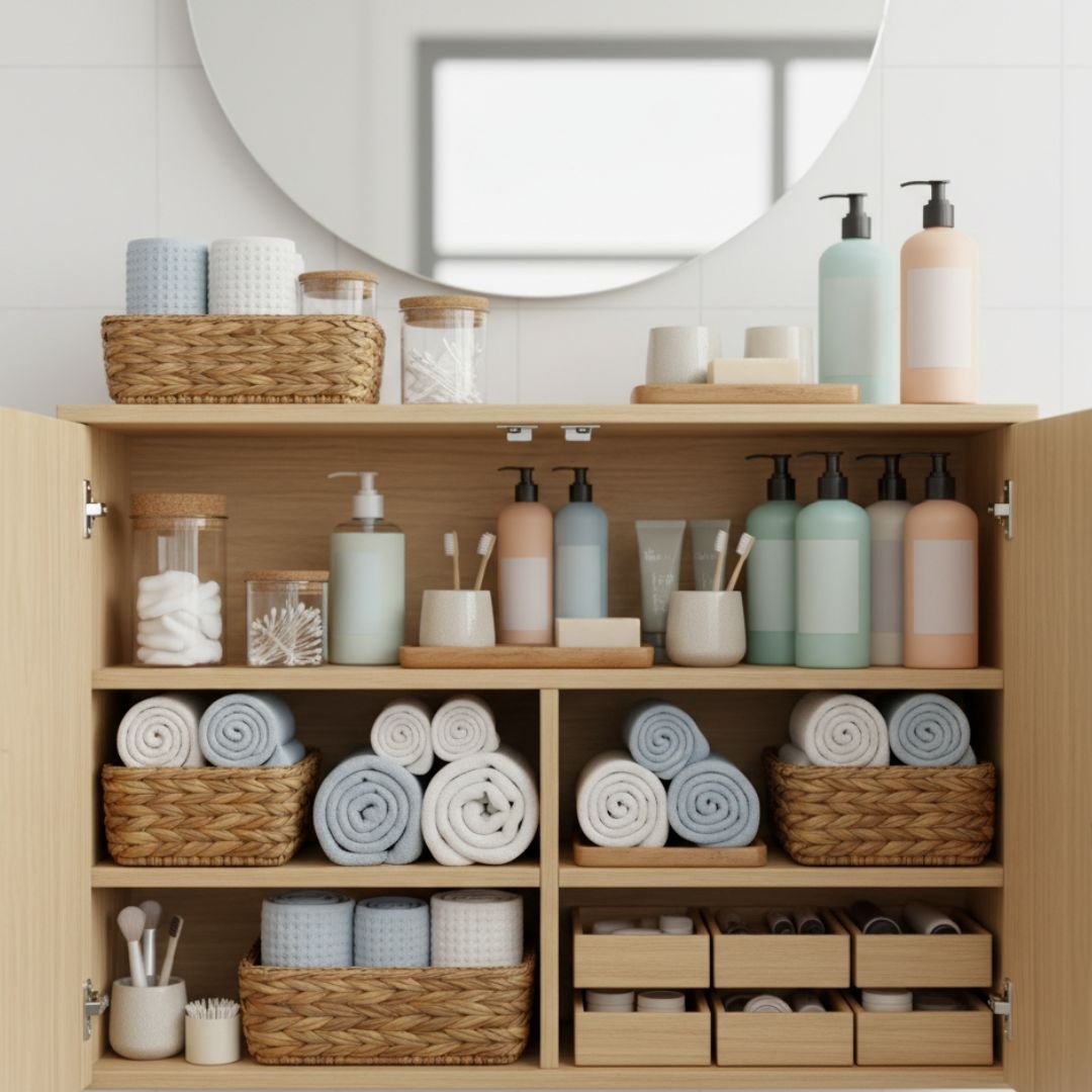 Organized bathroom cabinet