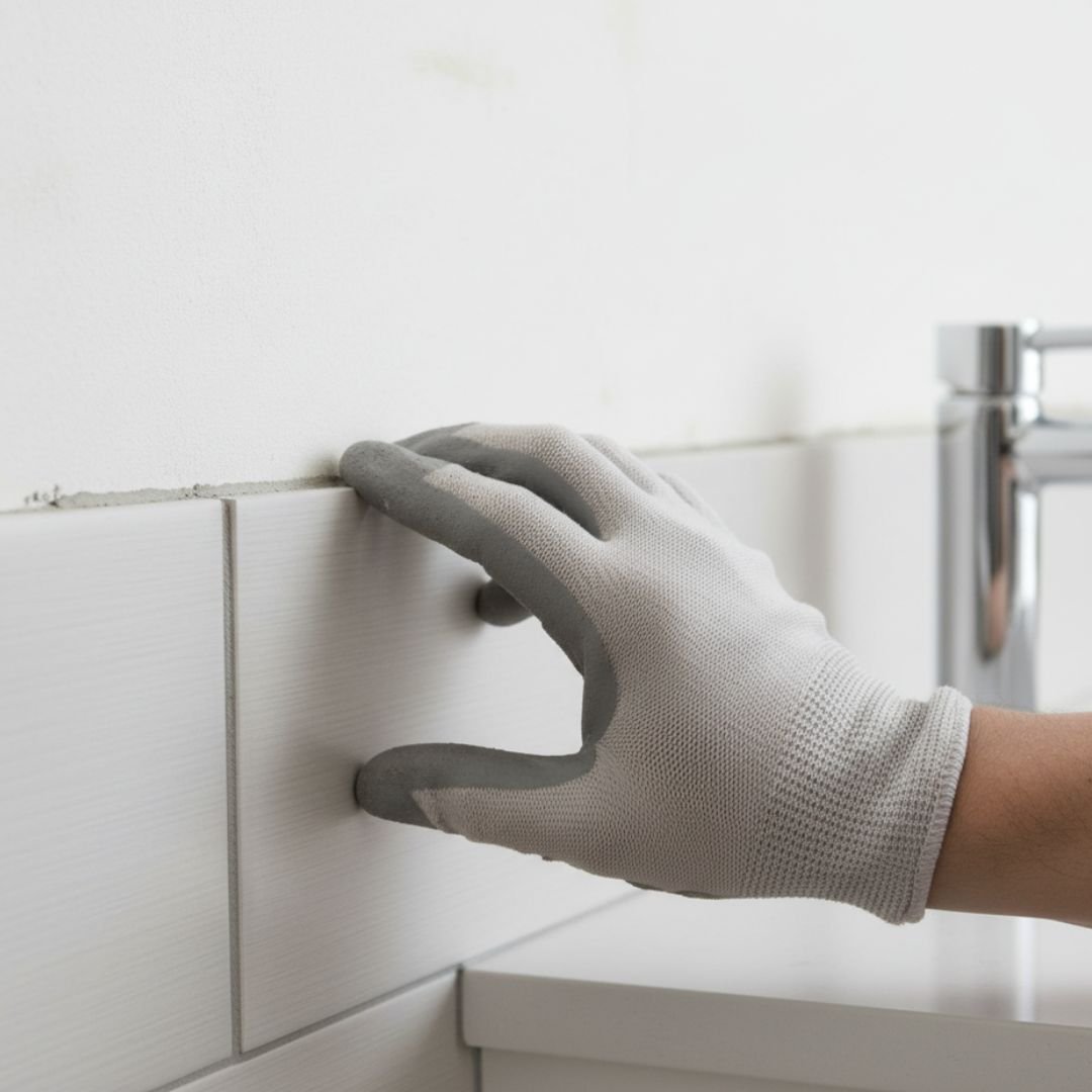 Placing tile on bathroom wall