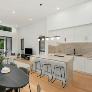 Bright open floorplan kitchen and living space