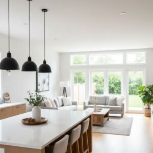 Open kitchen blending into living area