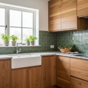 Kitchen featuring sustainable wood cabinetry and natural light