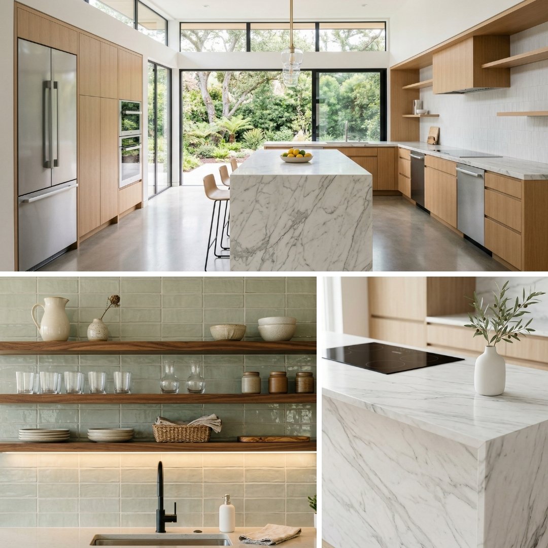 Collage of luxury kitchen features