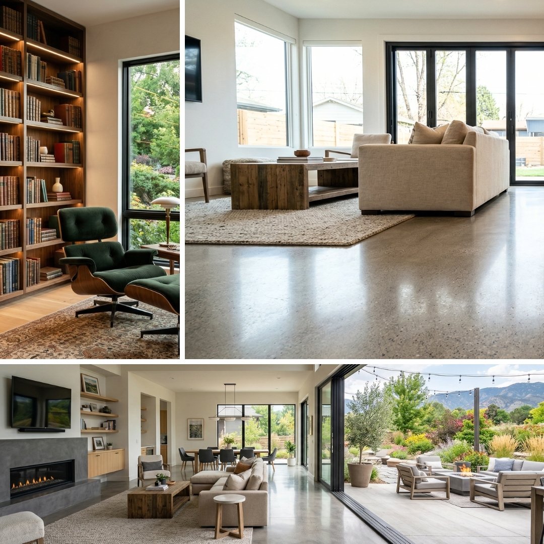 Collage of rooms in a Palo Alto home