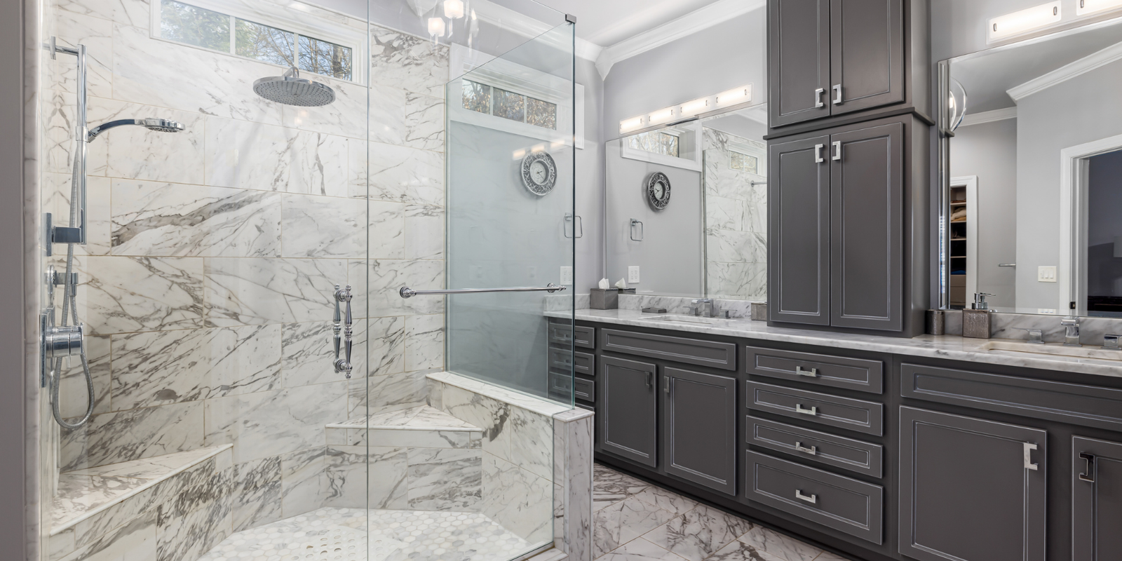 Brand new walk in shower and fully remodeled bathroom