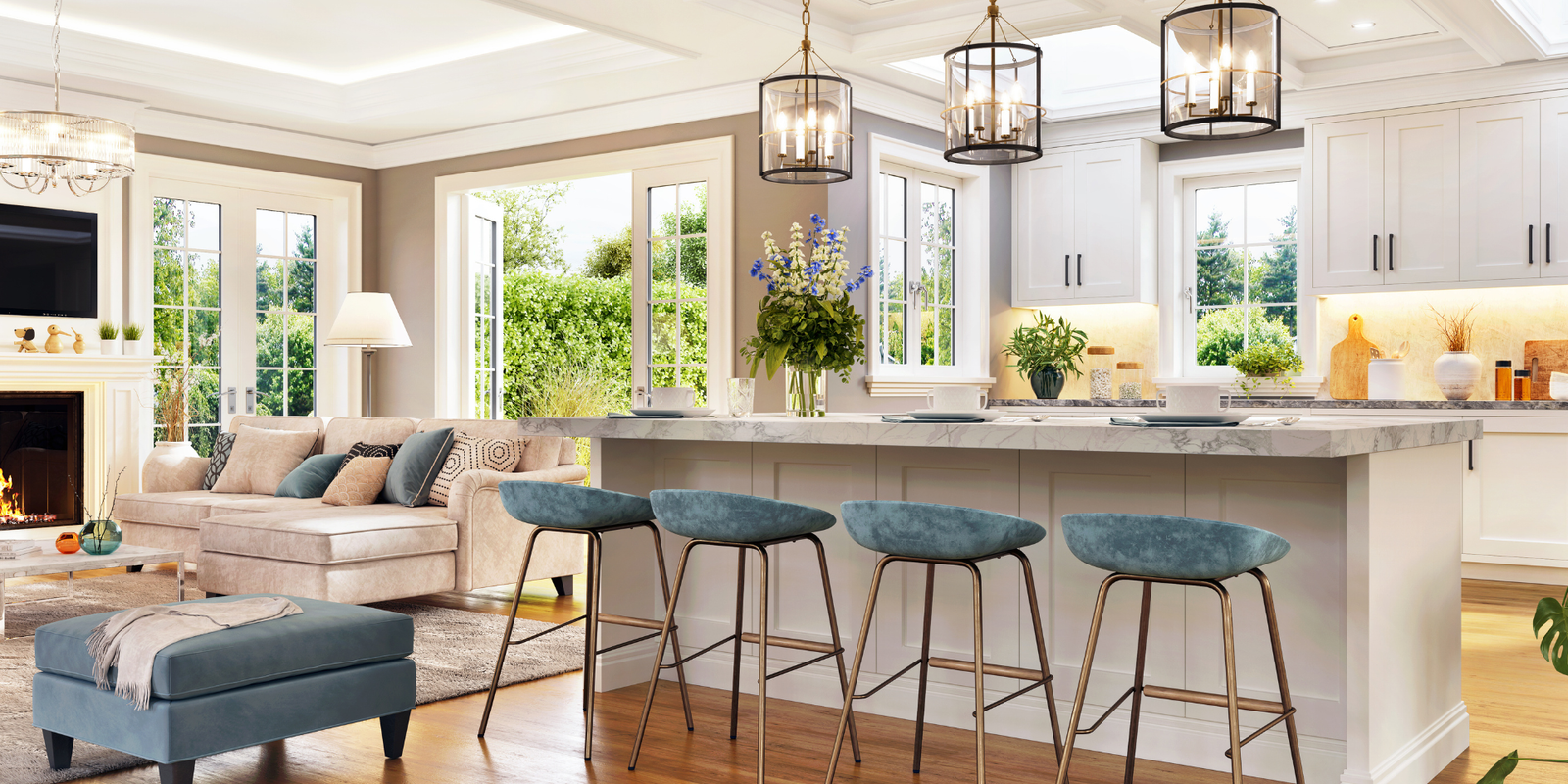 Beautiful kitchen and living room remodel